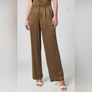 Guido Maria Kretschmer Satin High Waist Khaki Green Pants Size EU 40 US 10 L